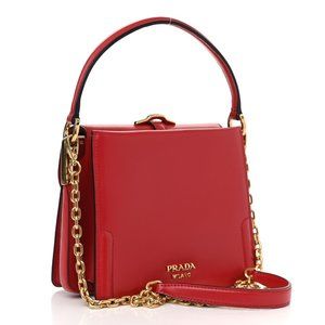 Prada City Calfskin Belle Top Handle Bag Red